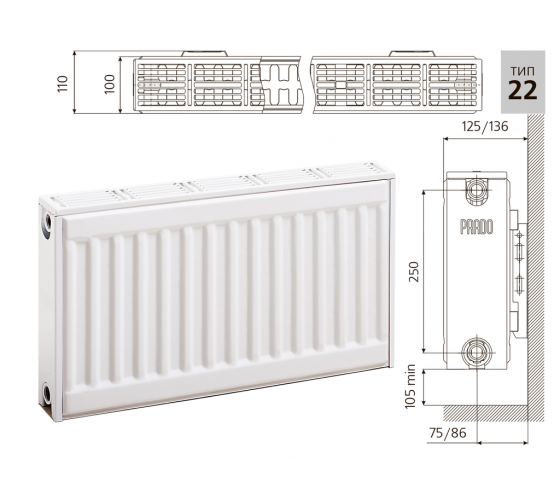 Cтальной панельный радиатор PRADO Classic  22х300х2800