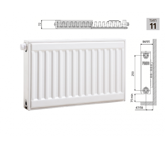 Cтальной панельный радиатор PRADO Universal  11х300х700