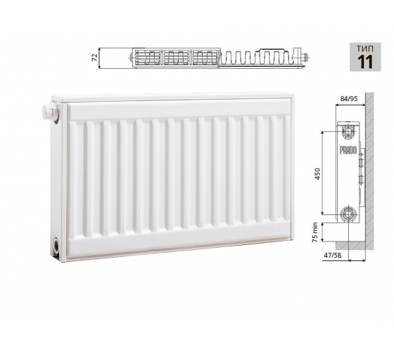 Cтальной панельный радиатор PRADO Universal 11х500х700