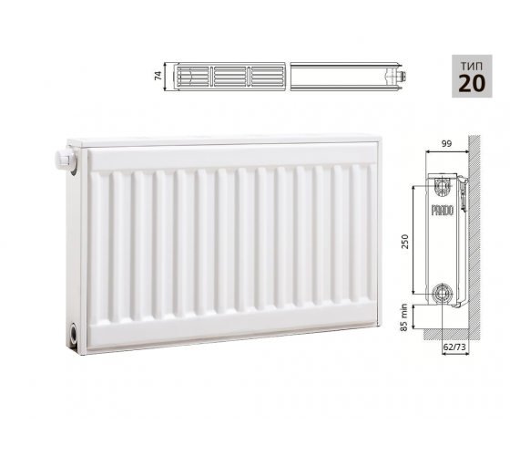 Cтальной панельный радиатор PRADO Universal 20х300х1900
