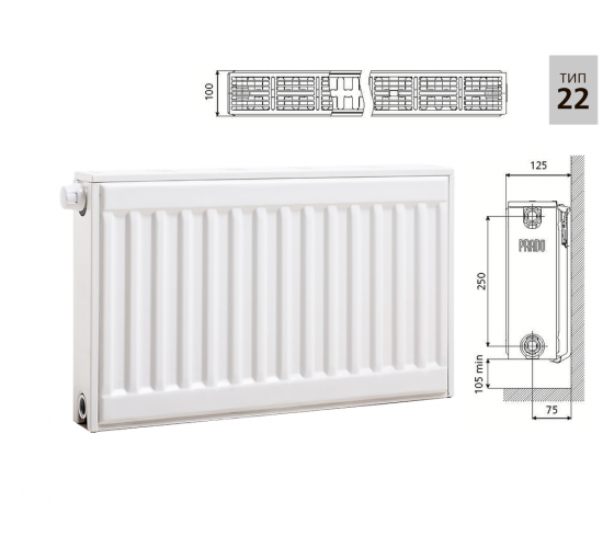 Cтальной панельный радиатор PRADO Universal 22х300х1700